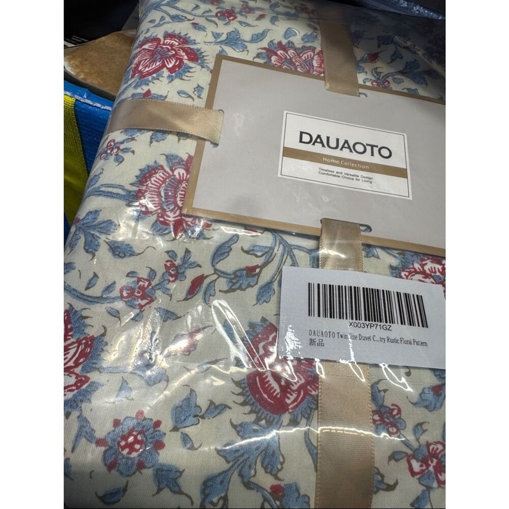 New Twin Floral Print Duvet Quilt Set in Cream and Pink 💯 Cotton - Picture 10 of 12